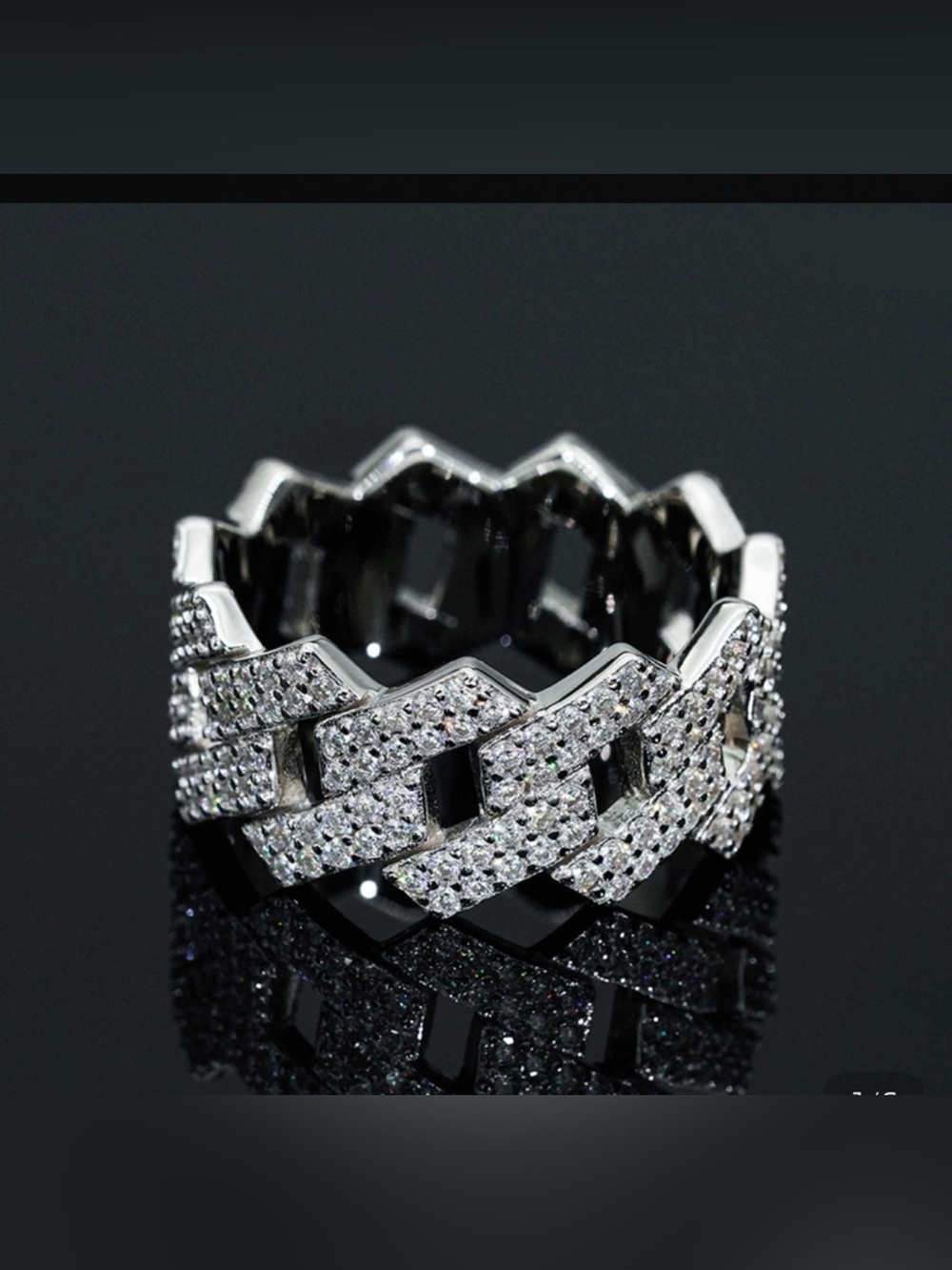 🩶Moissanite 12mm Iced Prong Cuban Link
Ring in S925 Silver/NIP🩶
